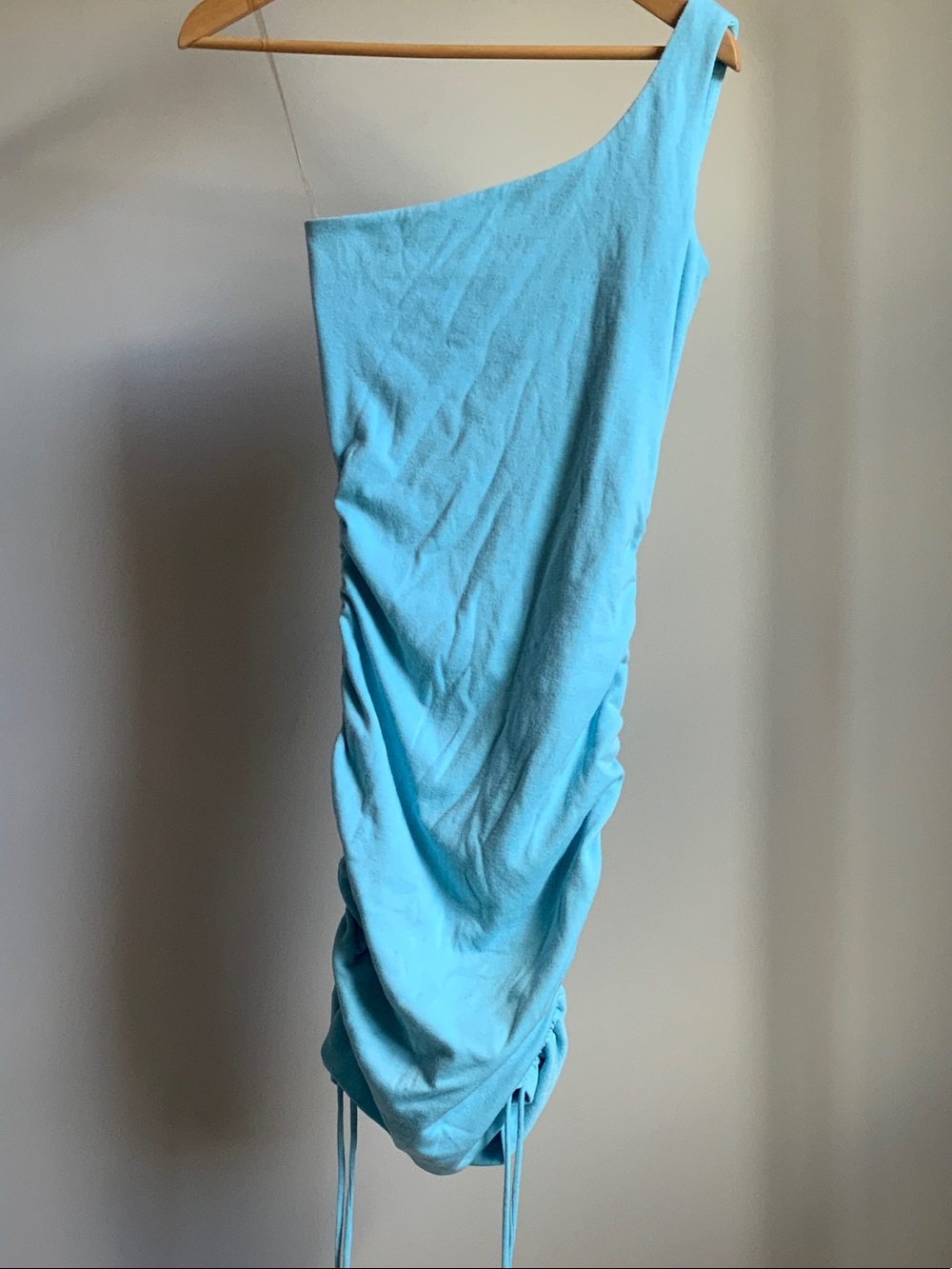 FN Blue One Shoulder Ruched Dress